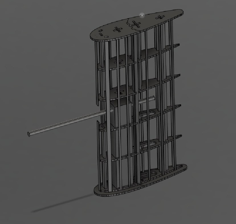 Imagen 2. Modelo 3D para fabricación con costillas de madera, en concreto de una carena para soporte trasero.